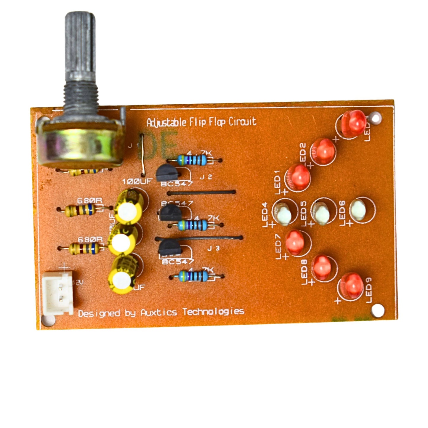 Adjustable Flip-Flop LED Circuit with 9 LEDs