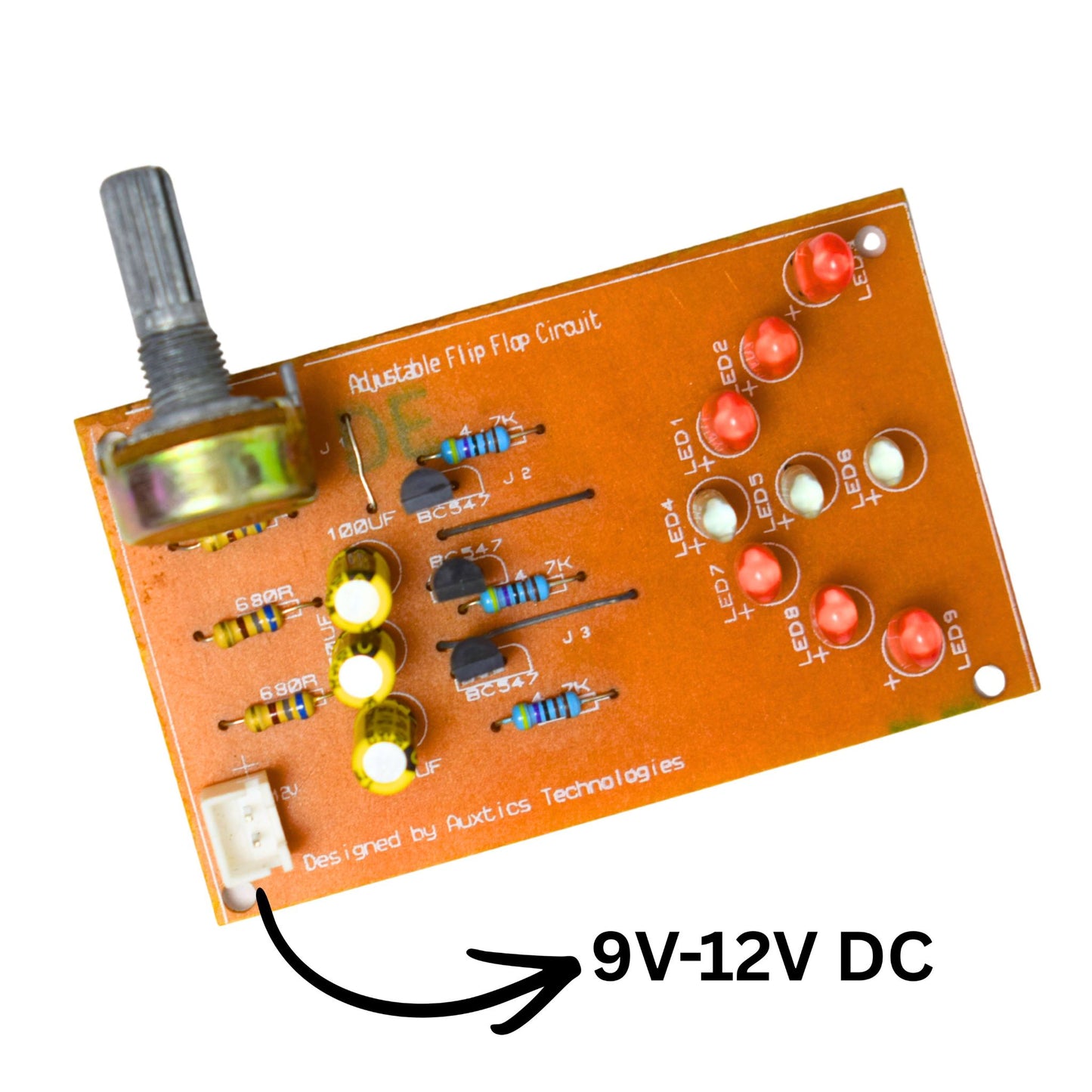 Adjustable Flip-Flop LED Circuit with 9 LEDs