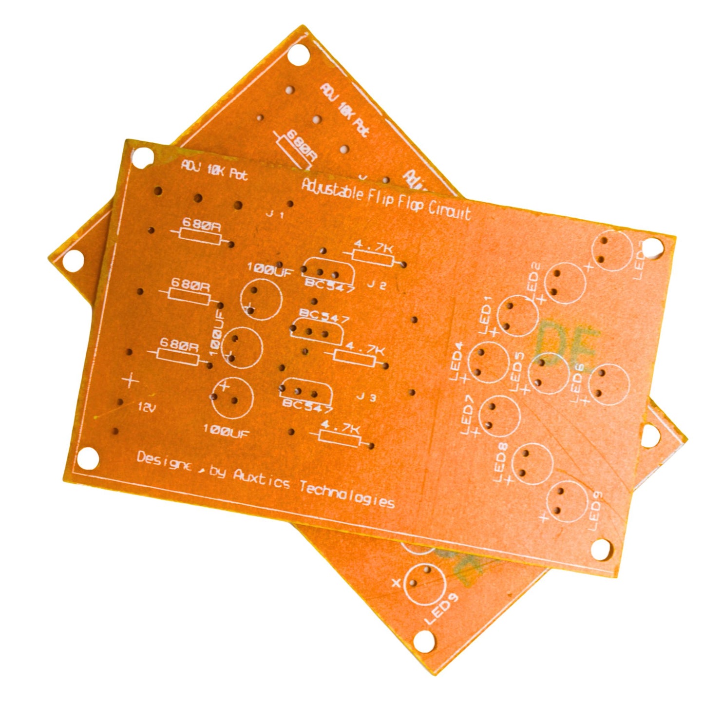 Adjustable Flip Flop Circuit PCB using BC547 Transistors