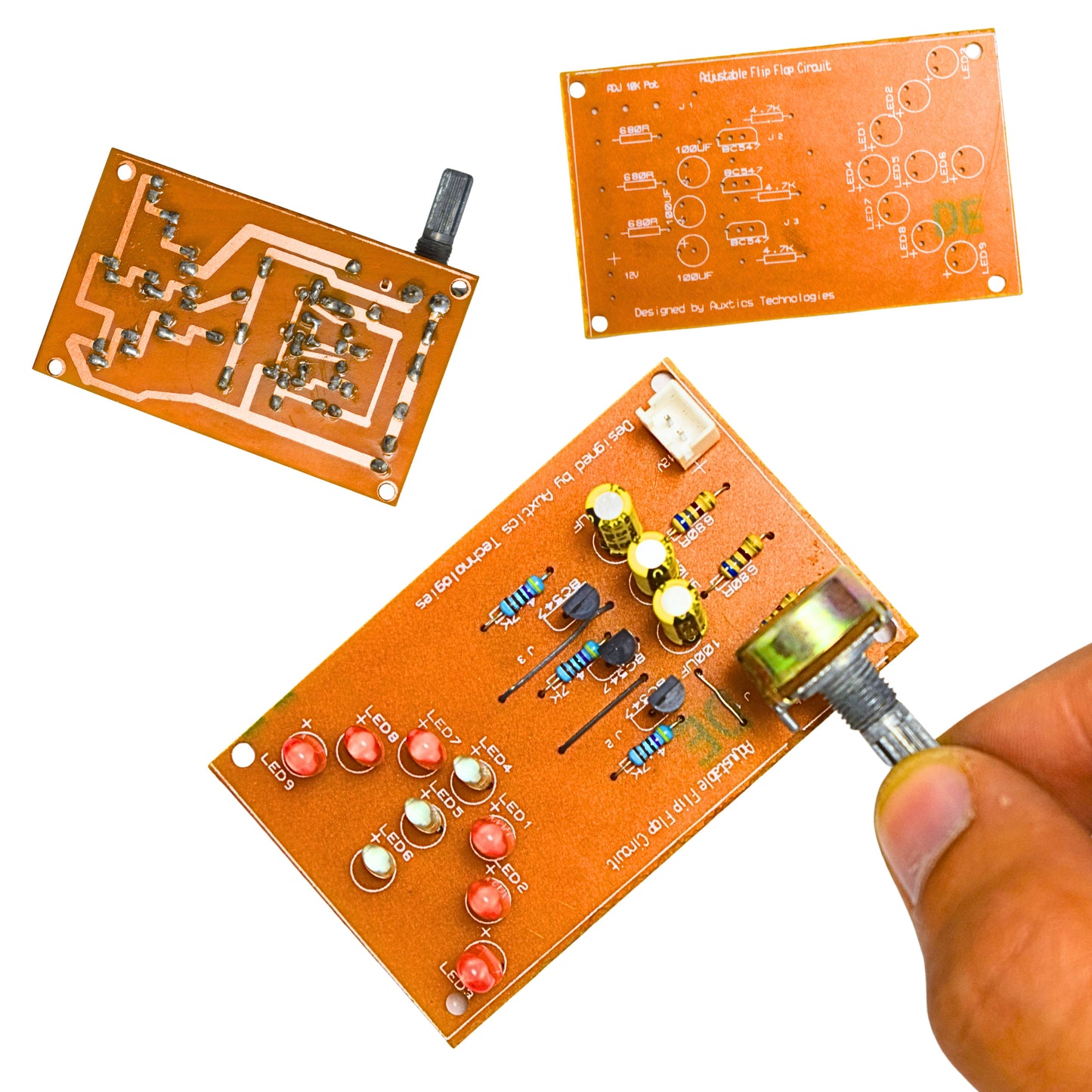Adjustable Flip Flop Circuit PCB using BC547 Transistors